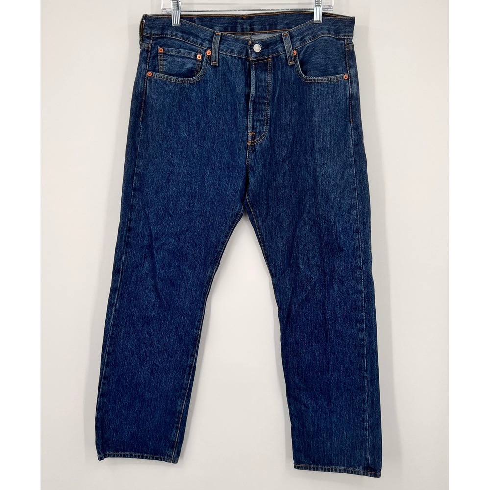 Levis 501 Original Fit Mens Jeans Dark Wash Indigo Blue Denim W33 L30 Button Fly